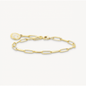 Charm Bracelet with White Coin Gold Plated