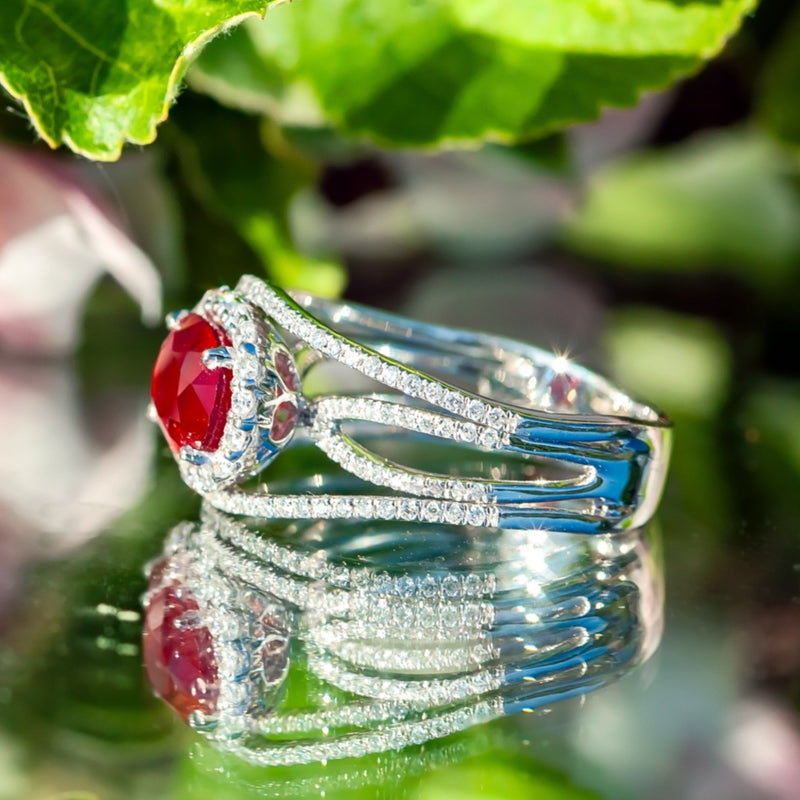 2.77ct Oval Ruby and 0.62ct Diamond Platinum Ring 9.5g