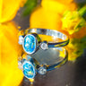 18ct White Gold Topaz and Diamond Trilogy Ring Size L 3.7g