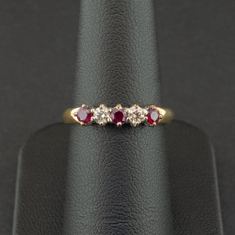 9ct Yellow Gold Ruby and Diamond Ring Size N 2.4g