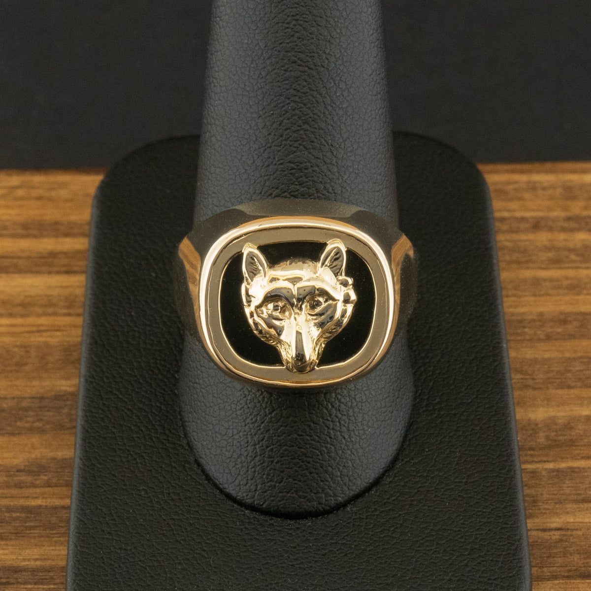 9ct Yellow Gold Wolf Signet Ring Size U 1/2 11.3g