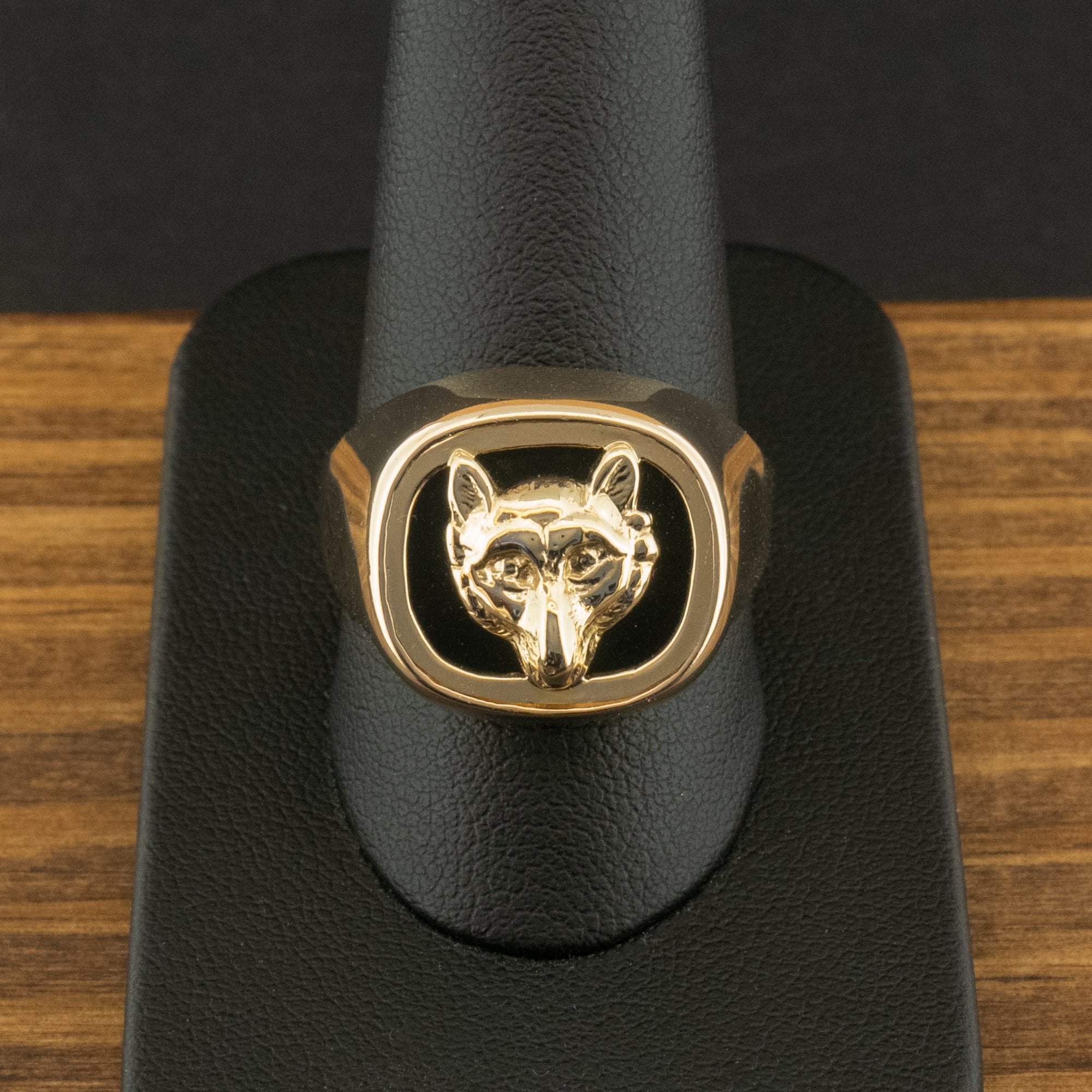 9ct Yellow Gold Wolf Signet Ring Size U 1/2 11.3g