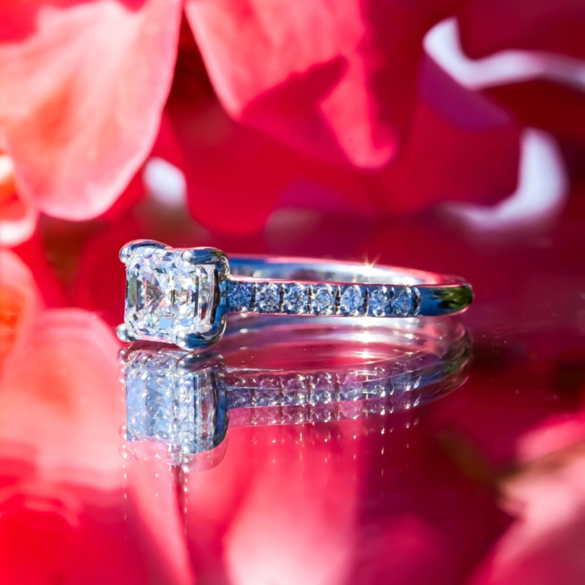 1.01ct E/VS2 Asscher Cut Diamond Ring with GIA Certification
