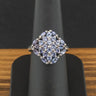 9ct White Gold Blue Stone Cluster Ring Size N 3.6g