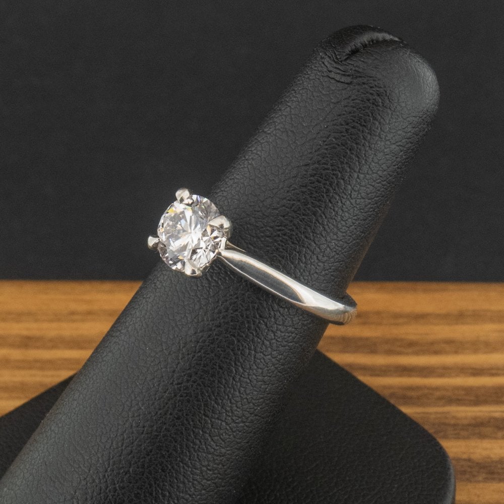 Platinum 1.27ct Lab Diamond Solitaire Ring Size K 4.9g