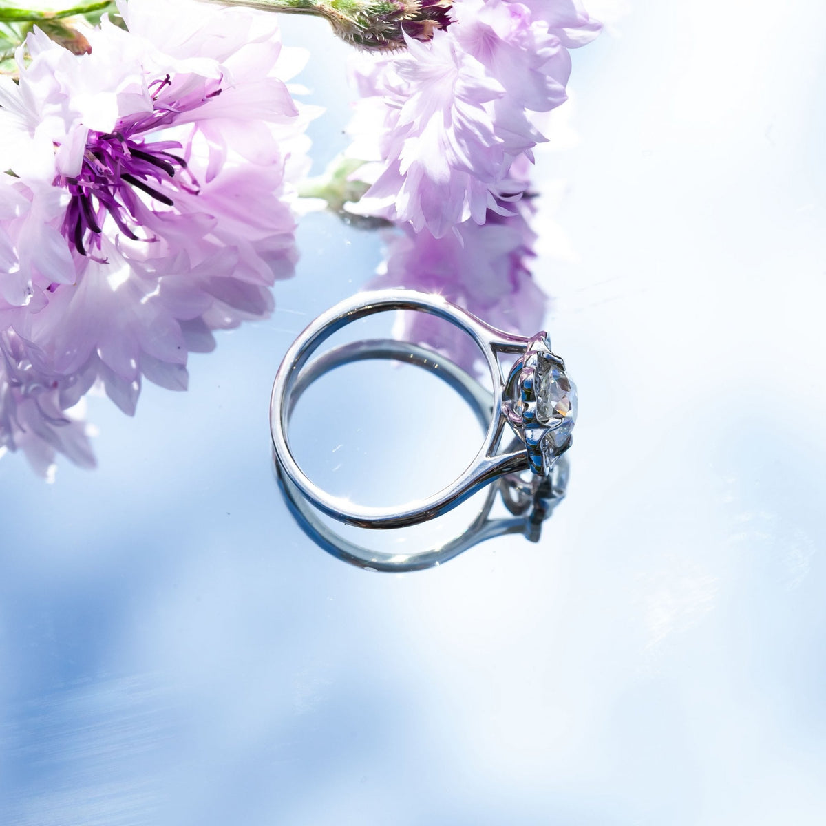 Platinum 1.36ct Old Cut Kozibe effect Diamond Cluster Ring