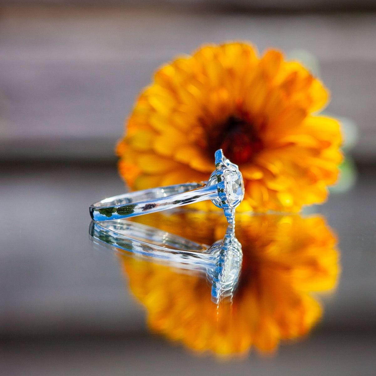 Platinum 1.36ct Old Cut Kozibe effect Diamond Cluster Ring