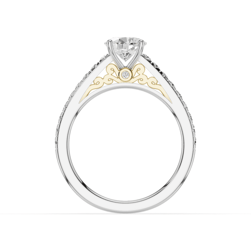 Calla Round Cut Decorative Diamond Solitaire Ring With Hidden Stone