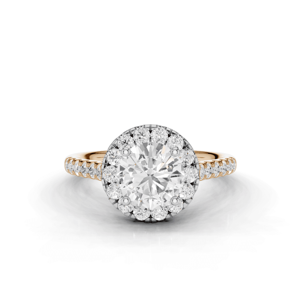 Sunflower Round Cut Diamond Halo Ring