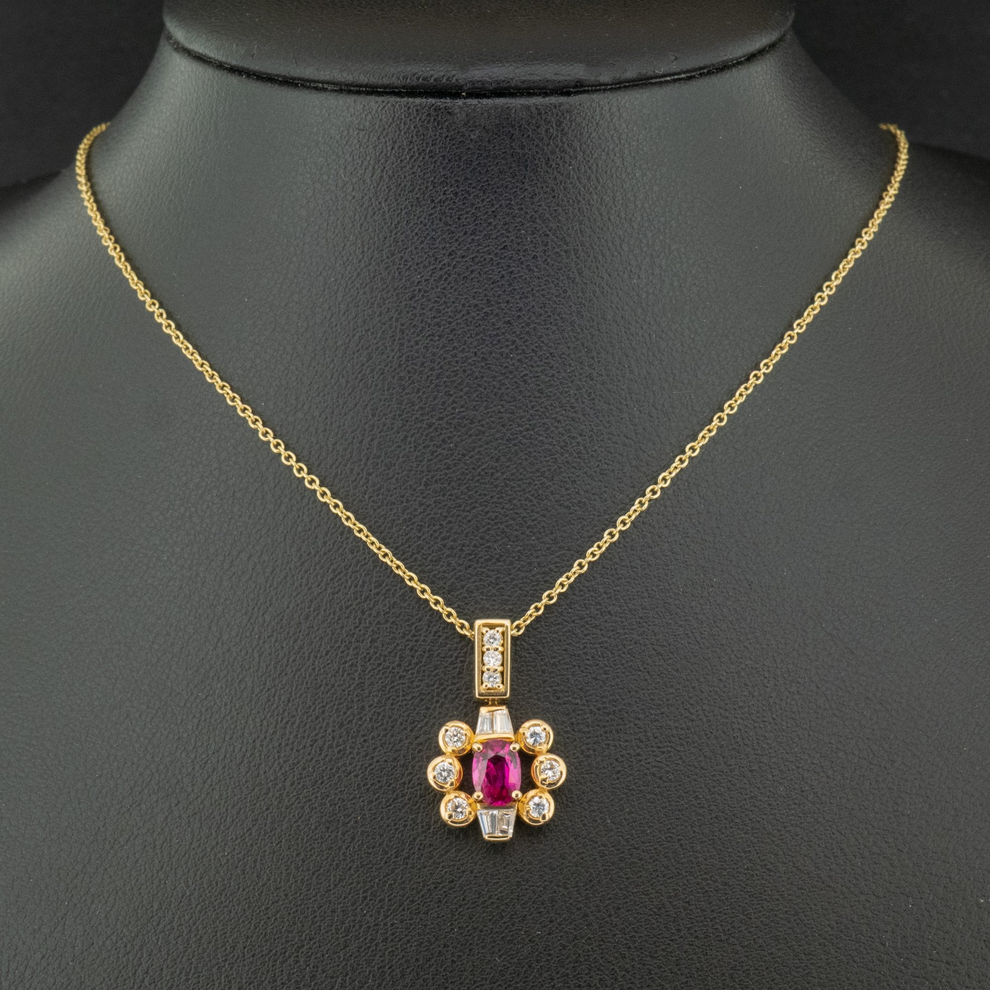 0.59ct Ruby & Diamond 16" Necklace 6.7g
