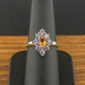 9ct Yellow Gold Citrine and Blue Stone Cluster Ring Size N 3.2g