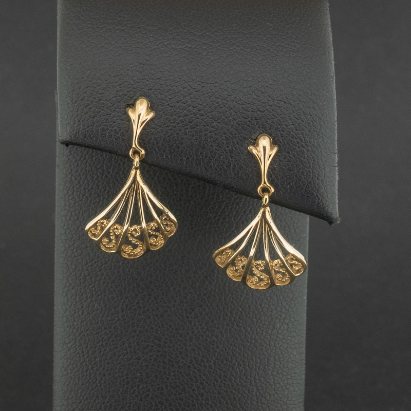 9ct Yellow Gold Shell Drop Earrings 1.7g