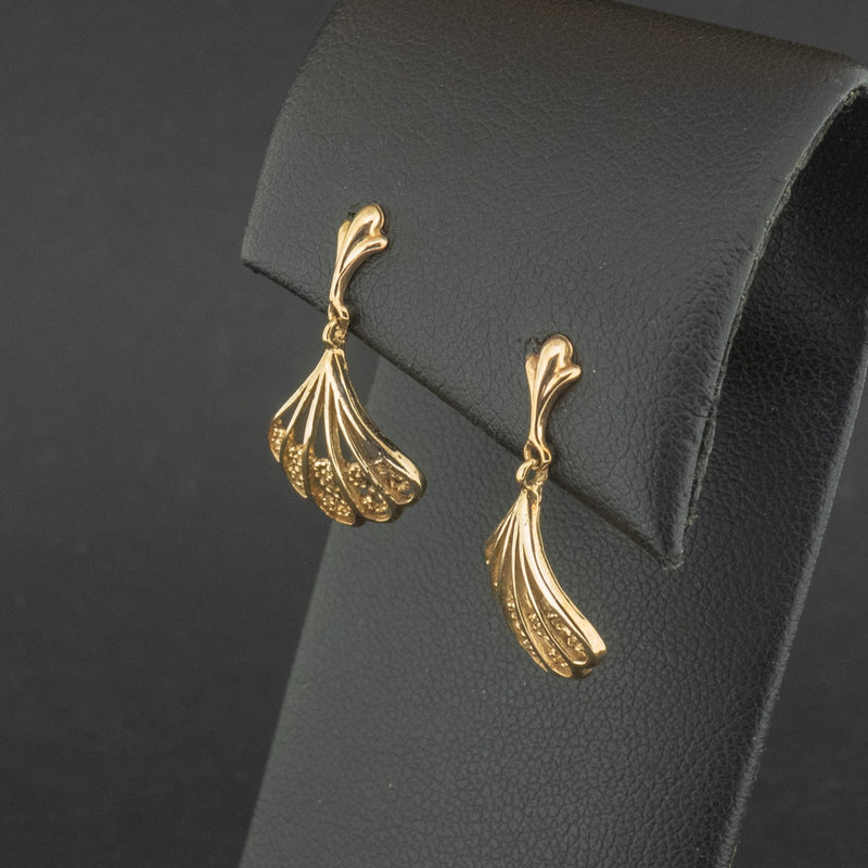 9ct Yellow Gold Shell Drop Earrings 1.7g