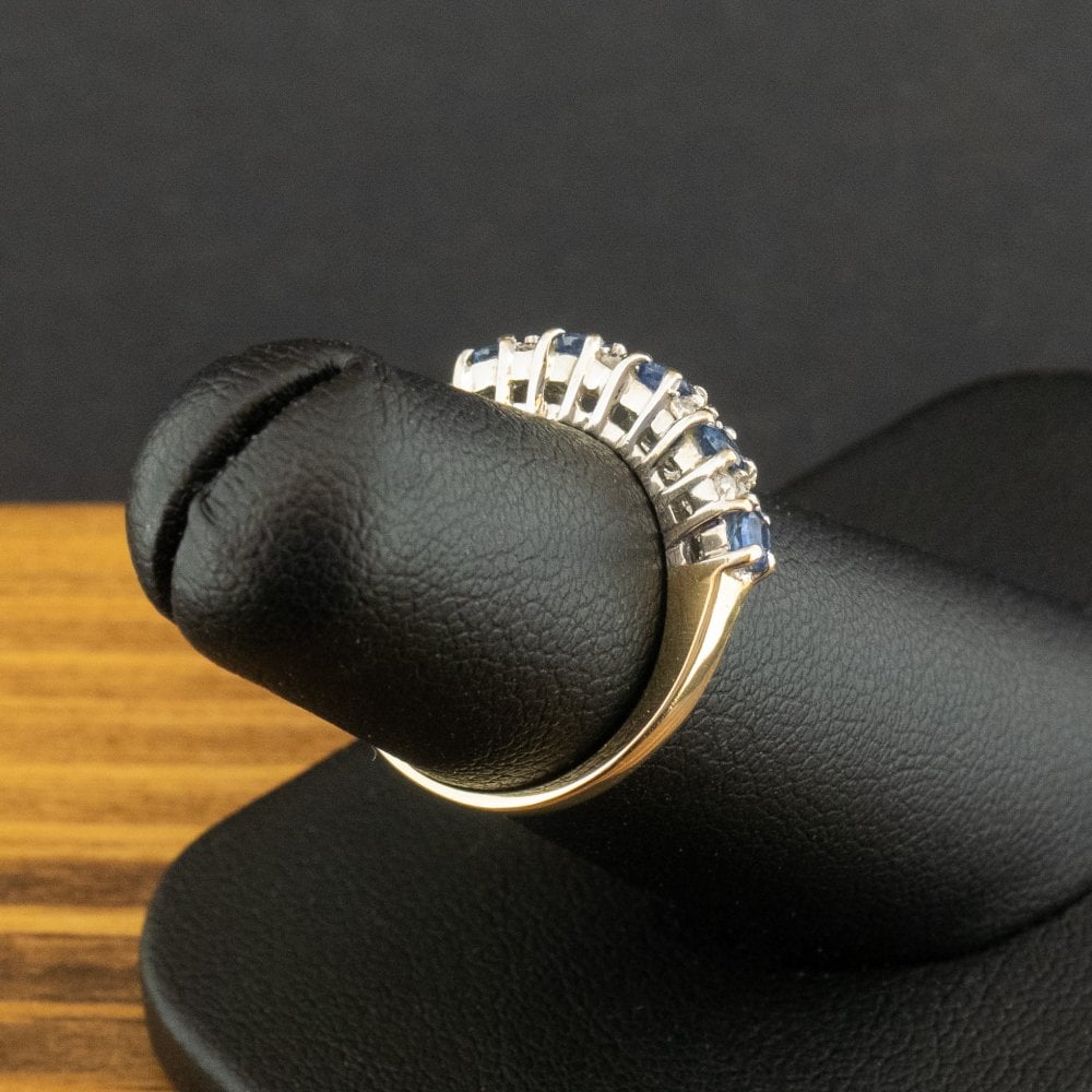 9ct Yellow Gold Sapphire and Diamond Band Ring Size J 1.9g