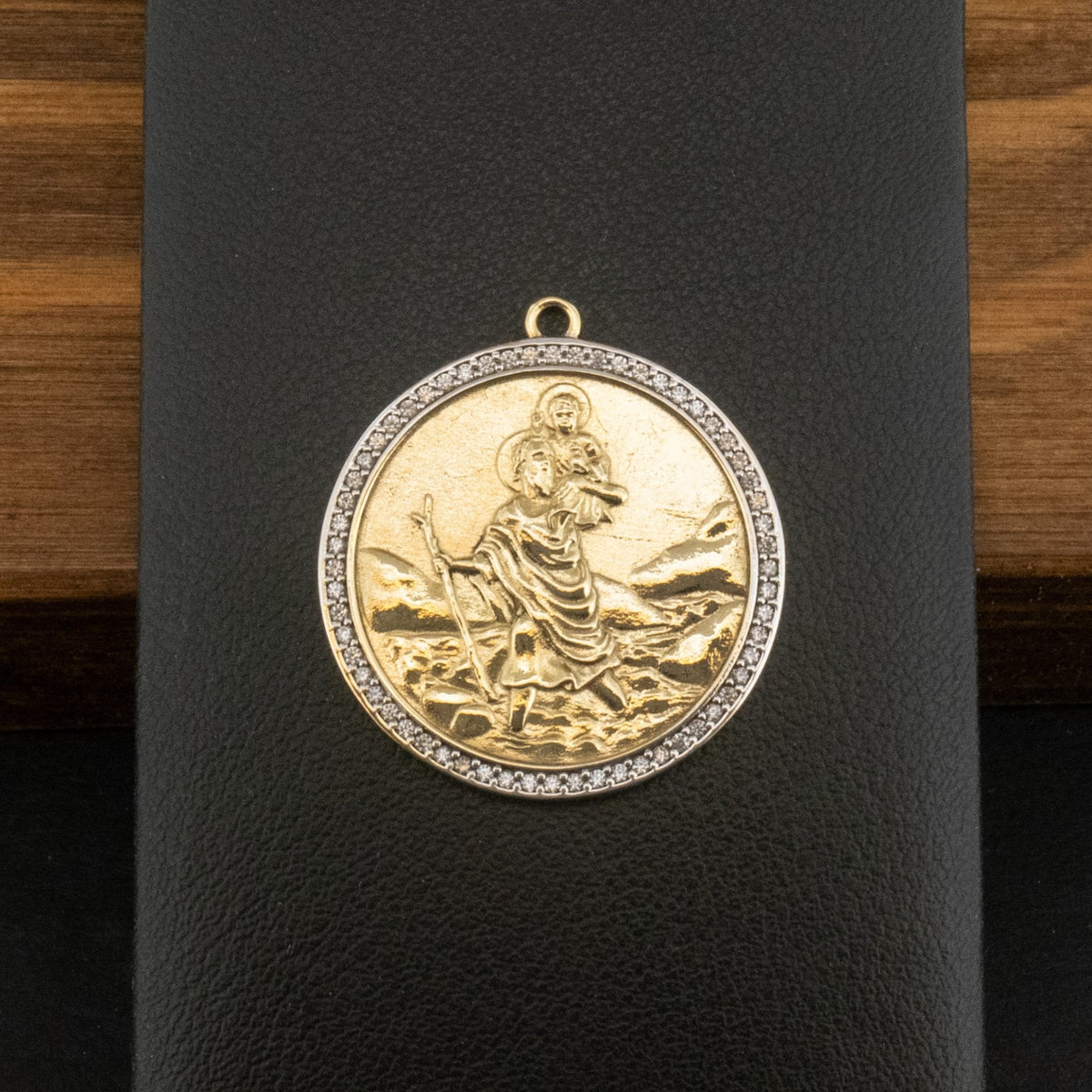 9ct Yellow Gold Double Sided Cubic Zirconia St Christopher Pendant 5.3g
