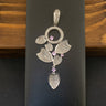 14ct White Gold Pink Sapphire & Diamond Drop Pendant 5.3Gms