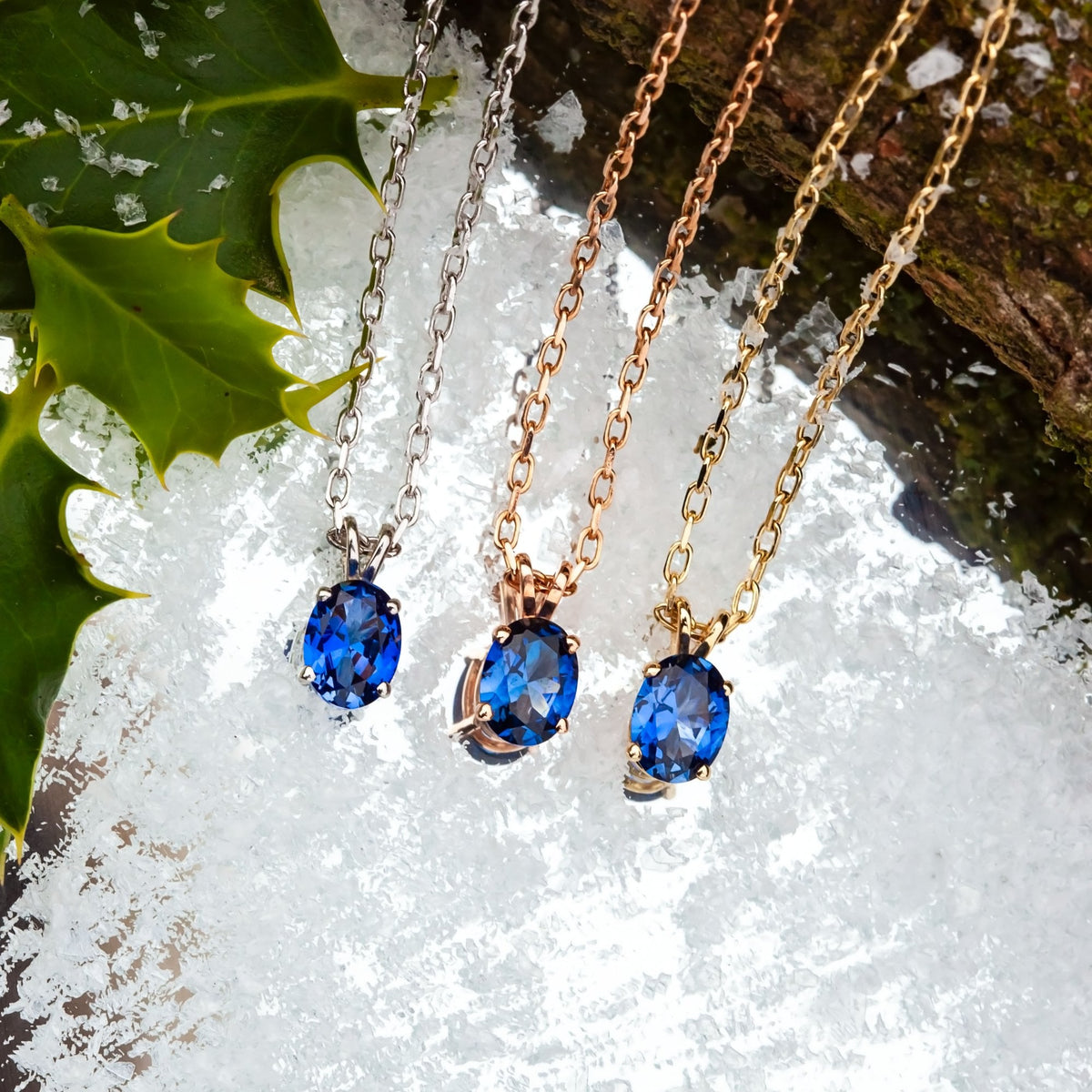 9ct 1.5ct Lab Sapphire Solitaire Pendant Necklace 3.3g