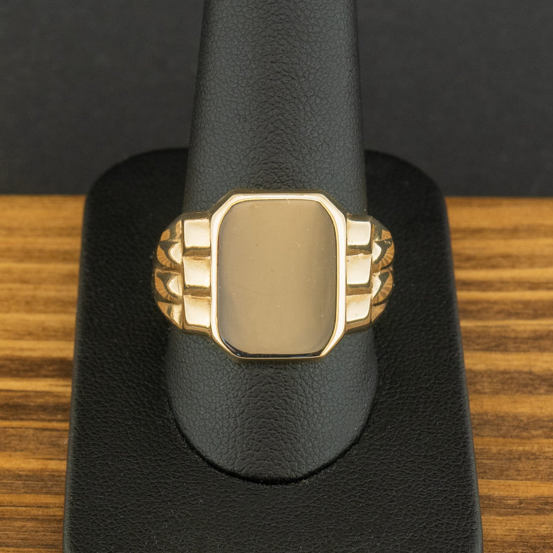 9ct Yellow Gold Octagon Signet Ring Size W 1/2 9.8g