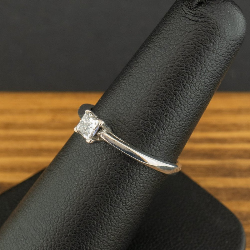 18ct White Gold 0.25ct Princess Cut Diamond Solitaire Ring Size L 1/2 2.7g