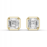 Asscher Cut Diamond 4 Claw Bezel Stud Earrings