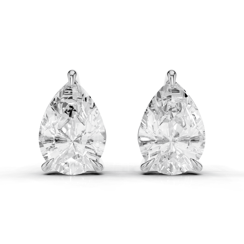 Pear Cut Diamond 4 Claw Stud Earrings