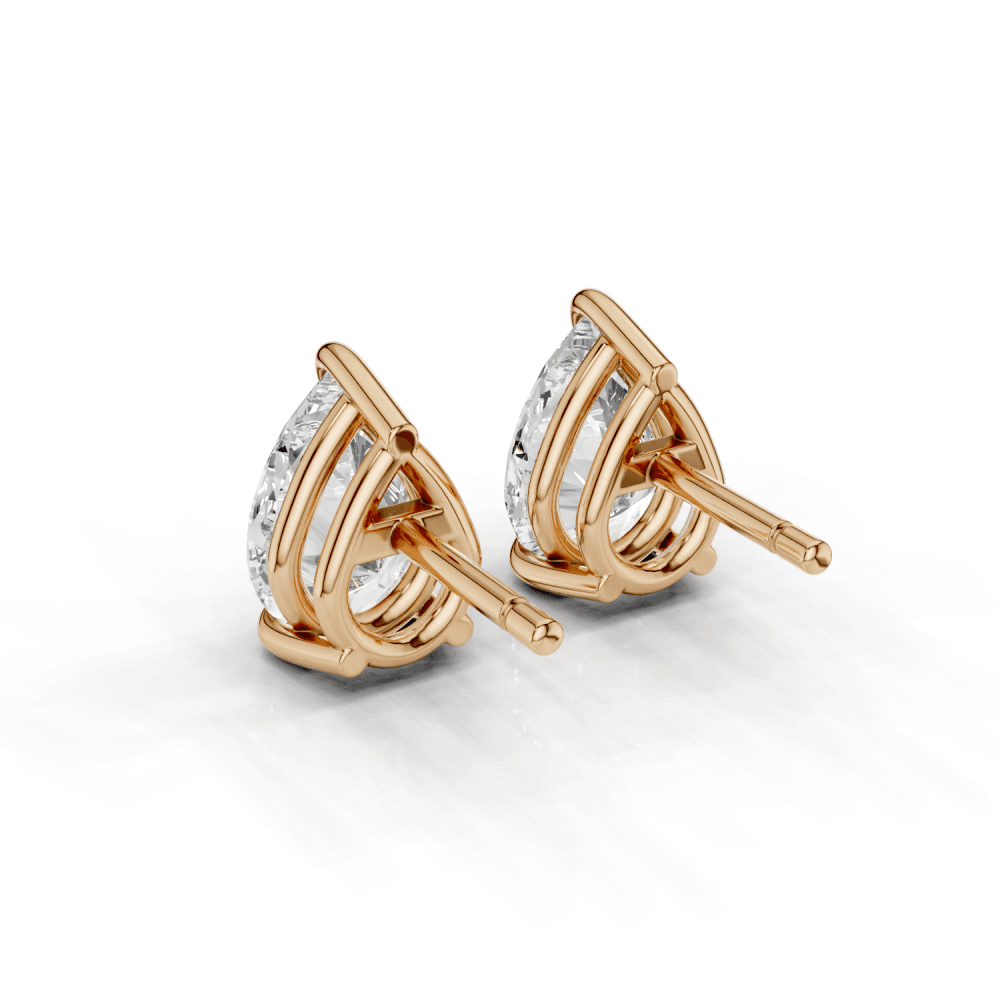 Pear Cut Diamond 4 Claw Stud Earrings