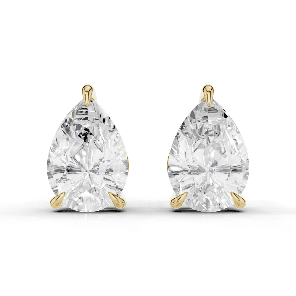 Pear Cut Diamond 4 Claw Stud Earrings
