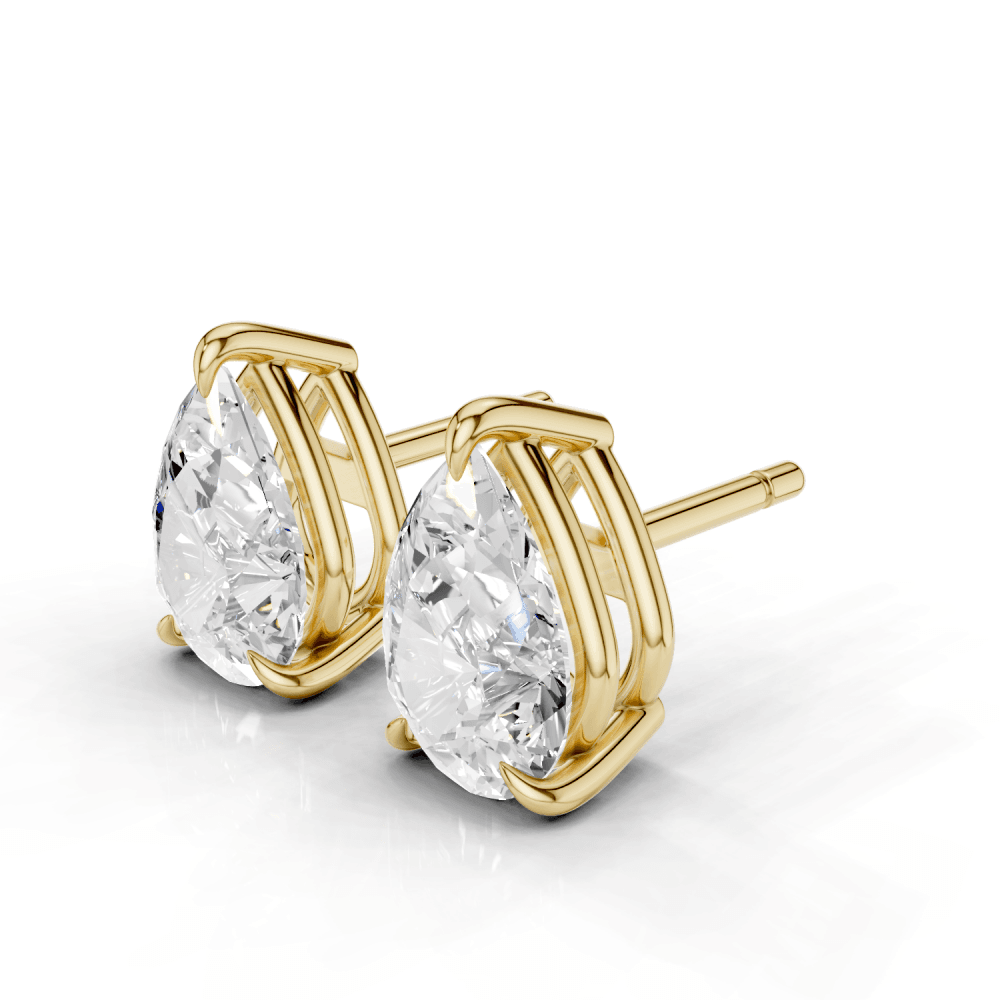 Pear Cut Diamond 4 Claw Stud Earrings