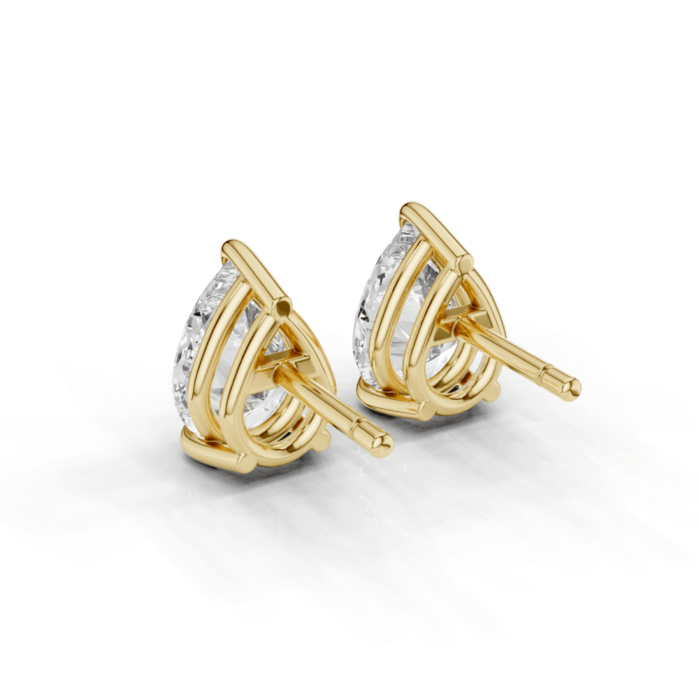 Pear Cut Diamond 4 Claw Stud Earrings