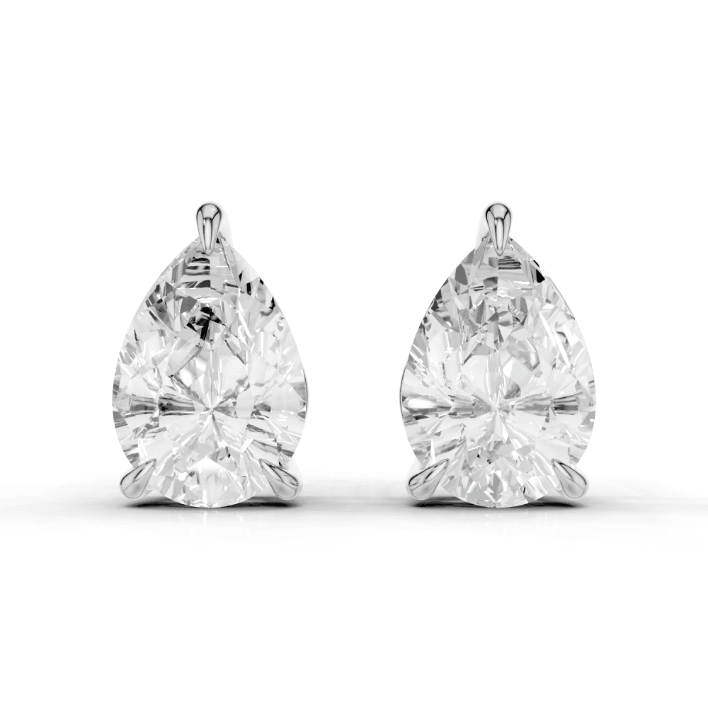Pear Cut Diamond 4 Claw Stud Earrings