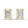 Emerald Cut Diamond 4 Claw Bezel Stud Earrings