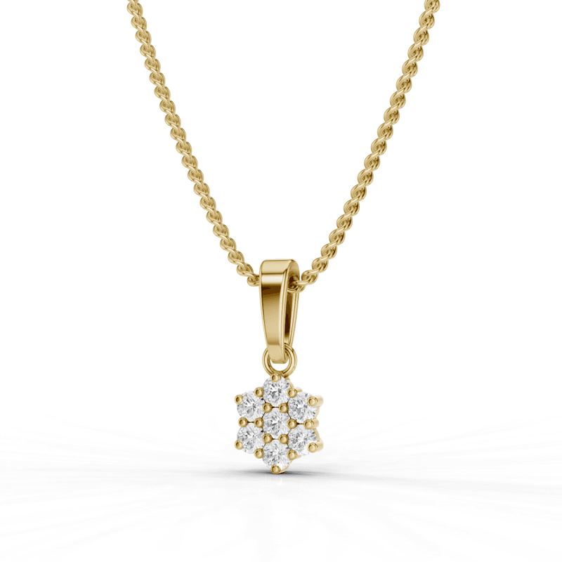7 Stone Diamond Flower Cluster Pendant Necklace