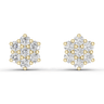 7 Stone Diamond Flower Cluster Stud Earrings