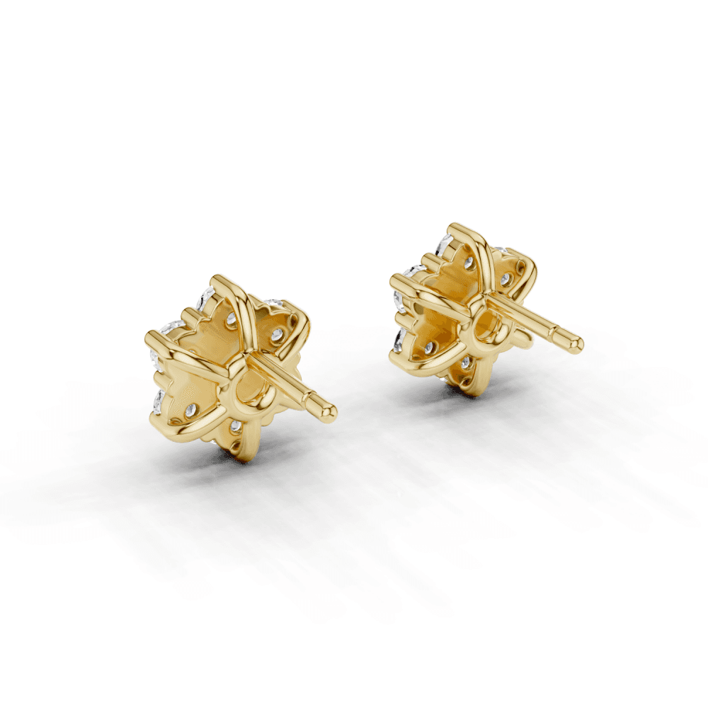7 Stone Diamond Flower Cluster Stud Earrings