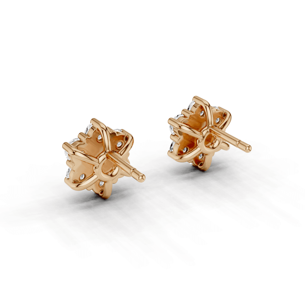 7 Stone Diamond Flower Cluster Stud Earrings