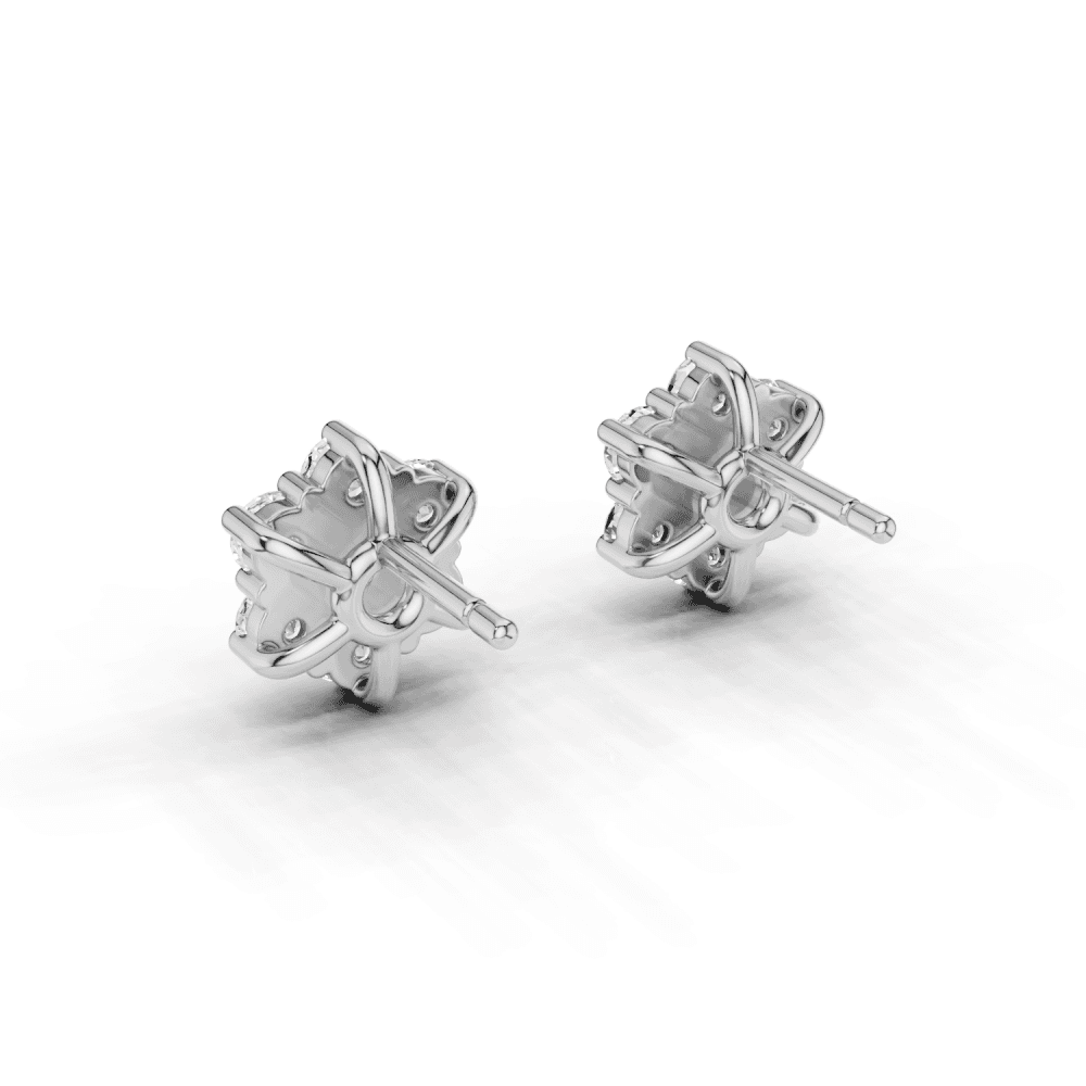 7 Stone Diamond Flower Cluster Stud Earrings