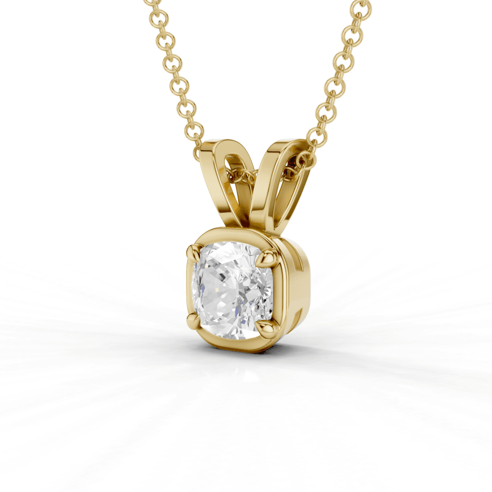 Cushion Cut Diamond 4 Claw Bezel Pendant Necklace