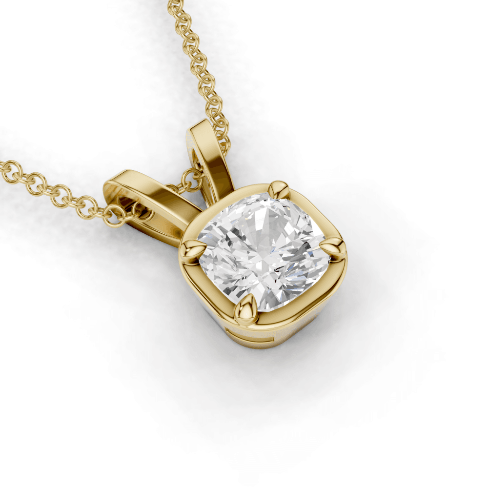 Cushion Cut Diamond 4 Claw Bezel Pendant Necklace
