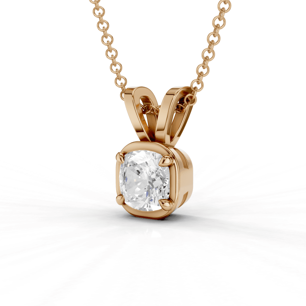 Cushion Cut Diamond 4 Claw Bezel Pendant Necklace