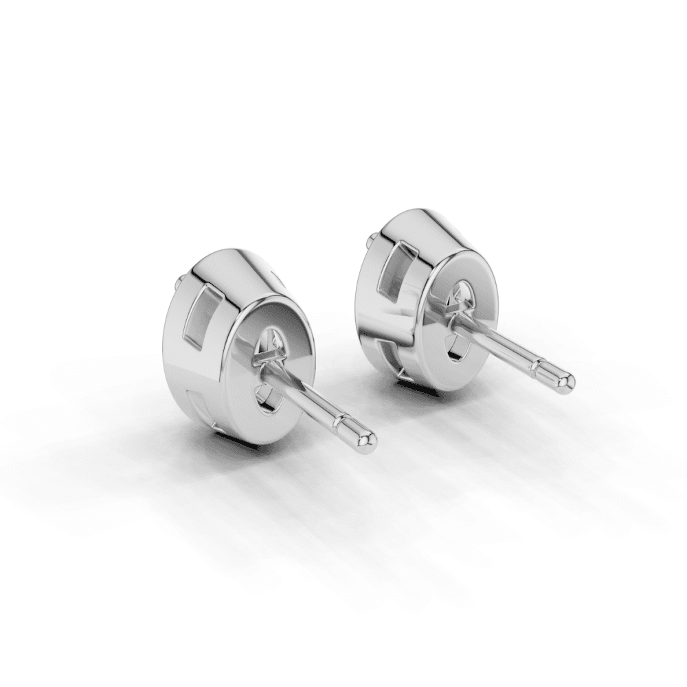 Oval Cut Diamond 4 Claw Bezel Stud Earrings