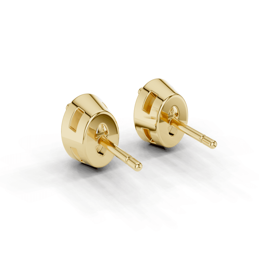Oval Cut Diamond 4 Claw Bezel Stud Earrings