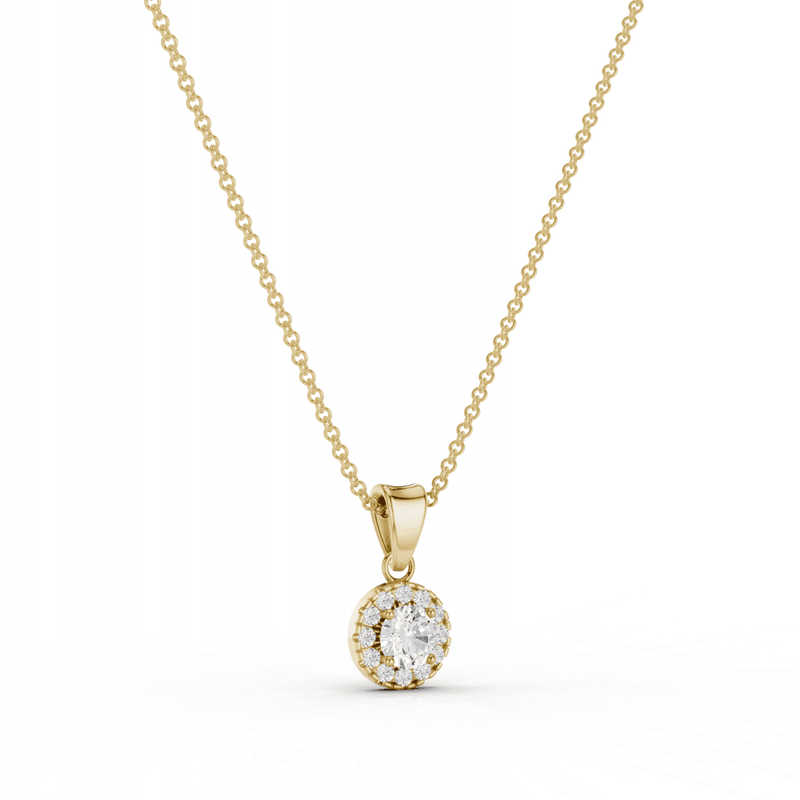 Round Cut Diamond Halo Pendant Necklace