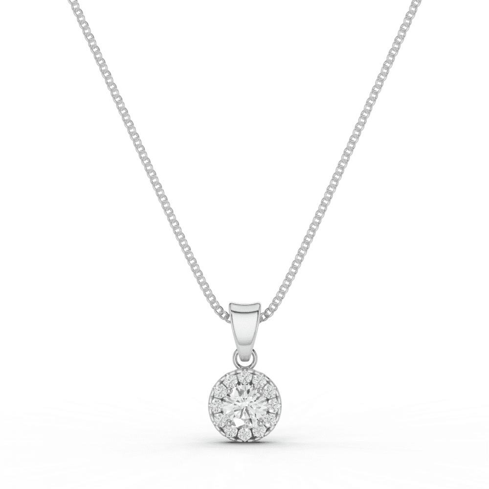 Round Cut Diamond Halo Pendant Necklace