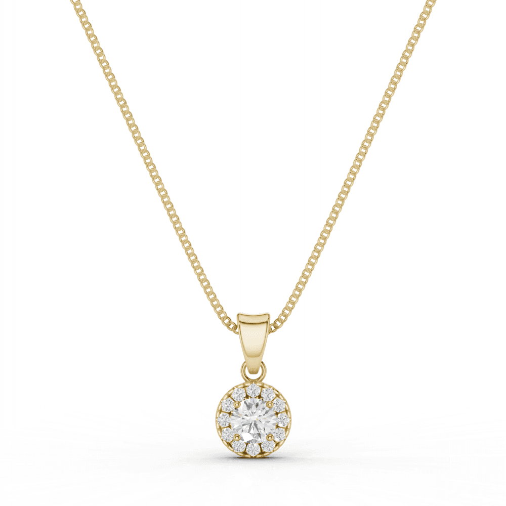 Round Cut Diamond Halo Pendant Necklace