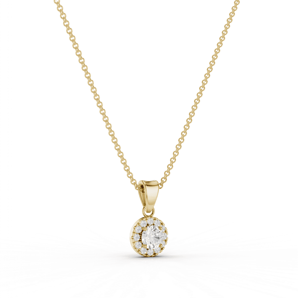 Round Cut Diamond Halo Pendant Necklace