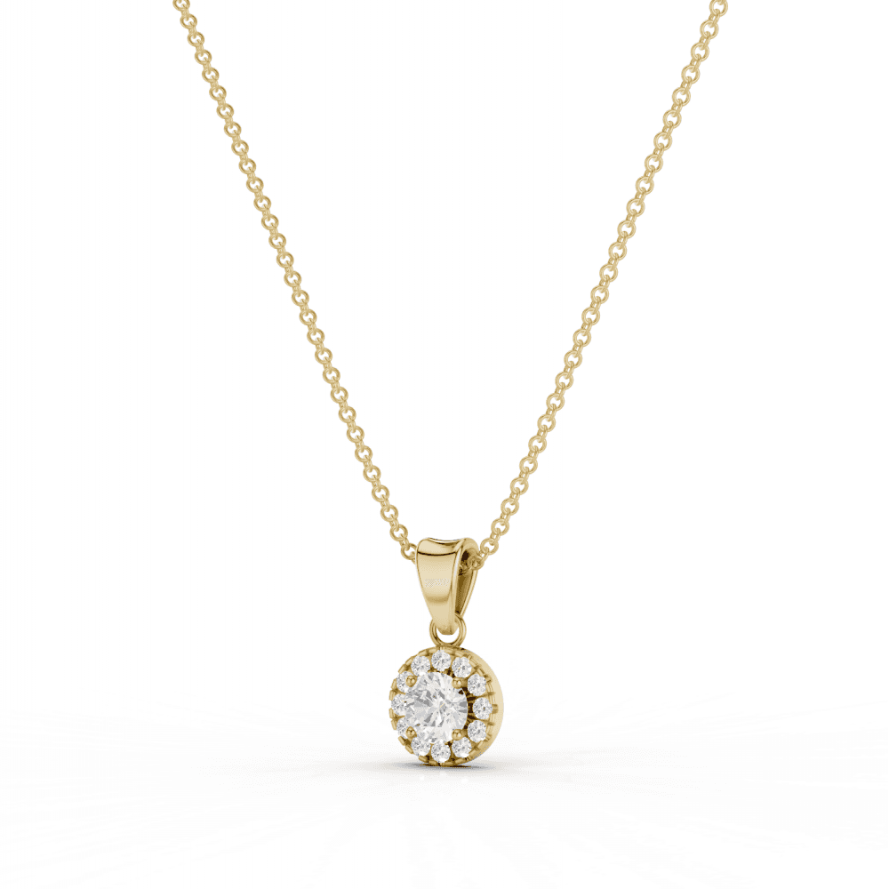 Round Cut Diamond Halo Pendant Necklace