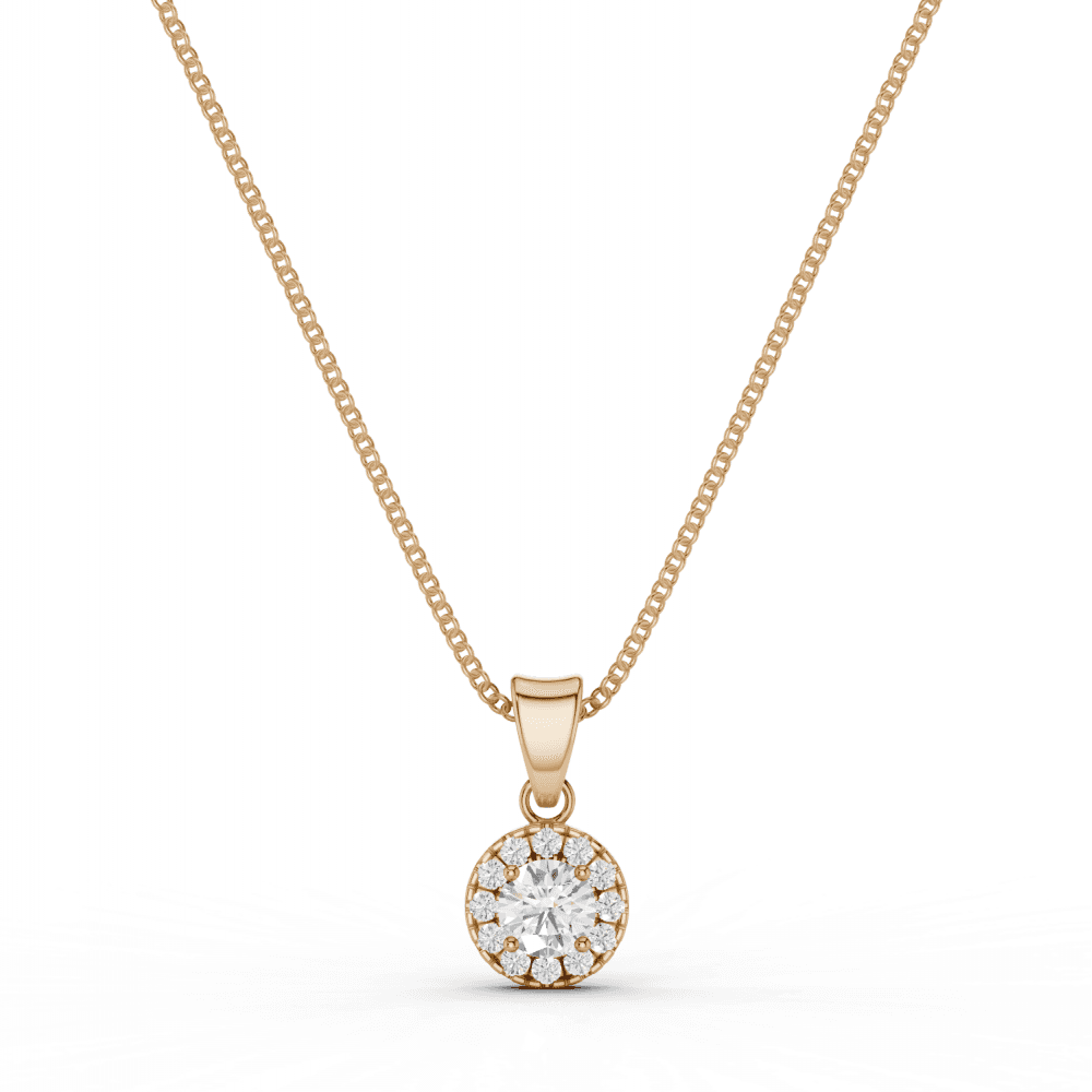 Round Cut Diamond Halo Pendant Necklace