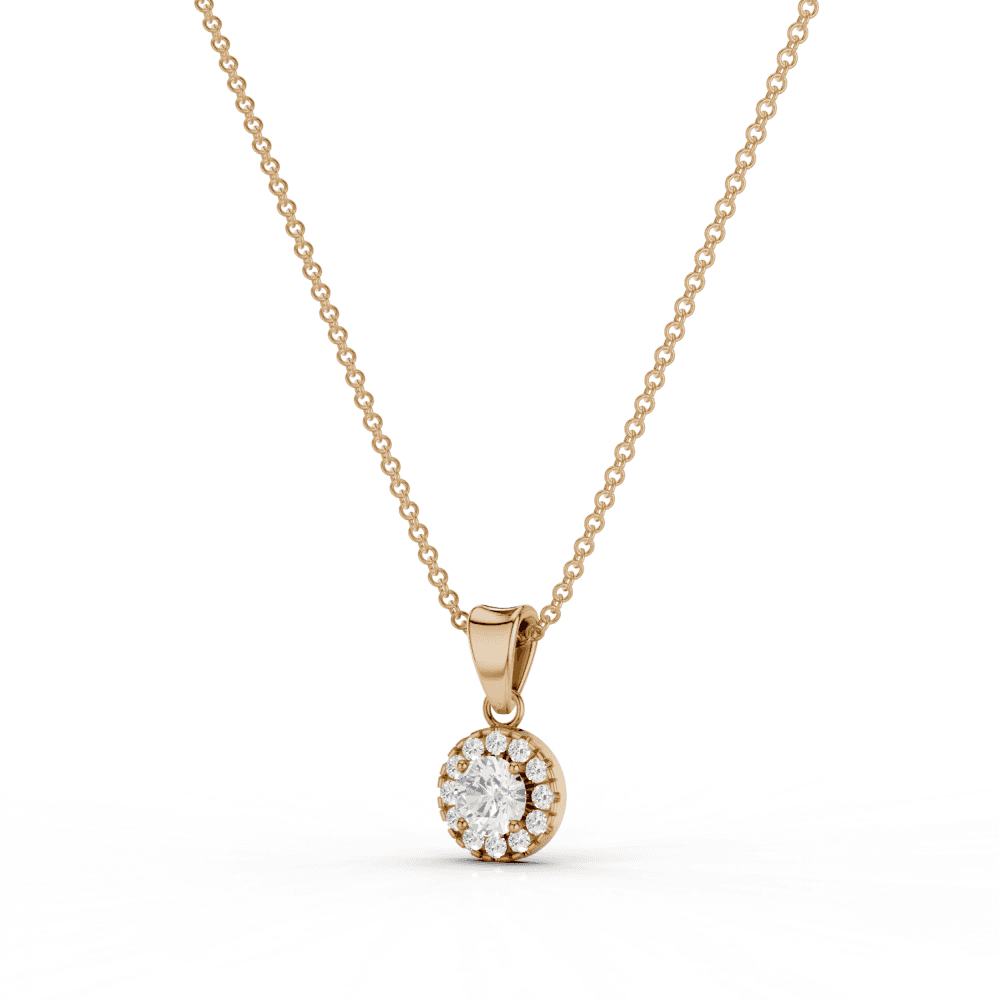 Round Cut Diamond Halo Pendant Necklace