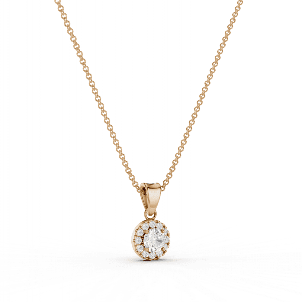 Round Cut Diamond Halo Pendant Necklace