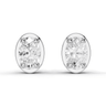 Oval Cut Diamond 4 Claw Bezel Stud Earrings